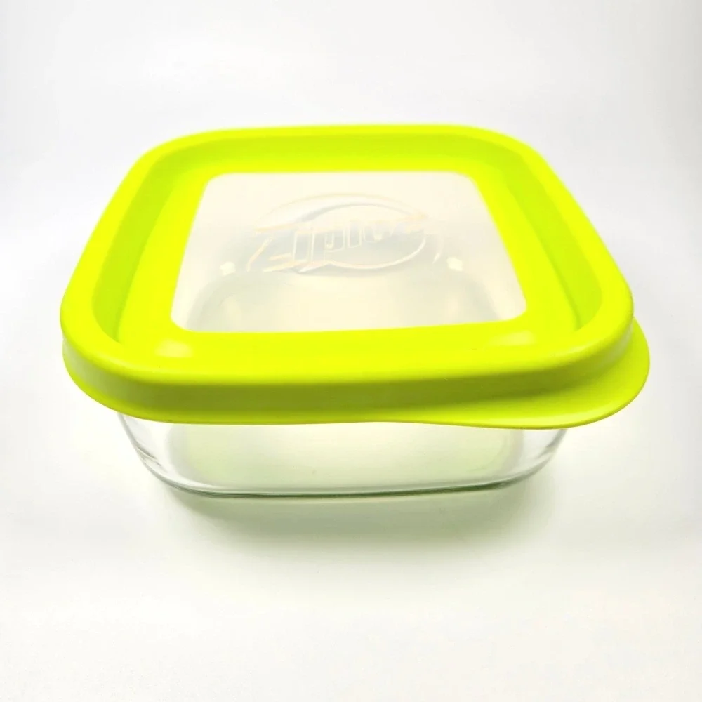 Ziploc VersaGlass‎ Food Storage Container Square 32 oz Green Lid Bormioli Rocco